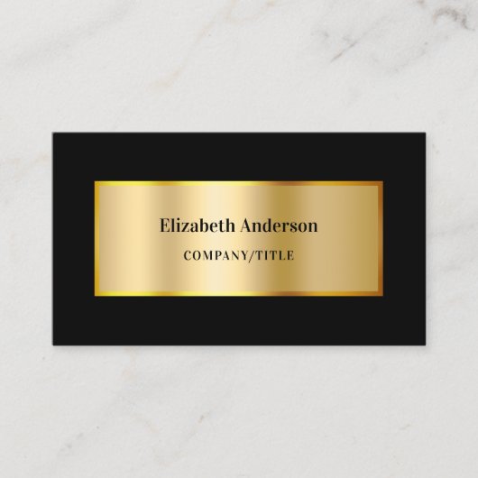 Zwart goud moderne elegant QR-code Visitekaartje (Voorkant)