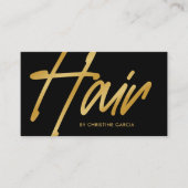 Zwart Goud Moderne Haarstylist Visitekaartje (Voorkant)