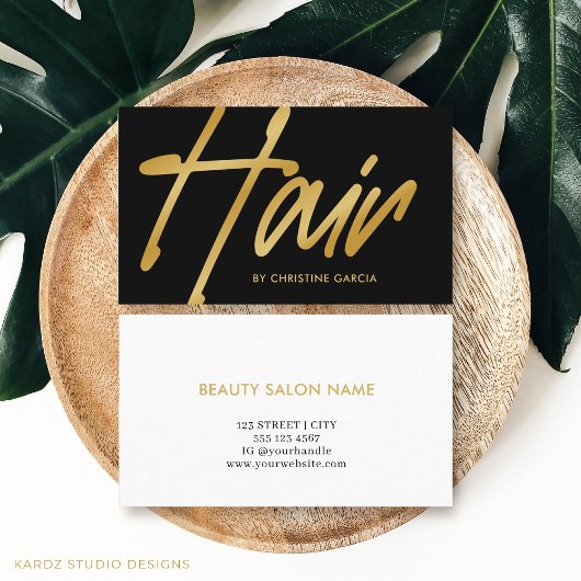 Zwart Goud Moderne Haarstylist Visitekaartje