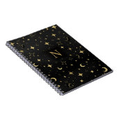 Zwart & Goud Moderne Hemelse Maan Sterren Bruiloft Notitieboek (Rechterzijde)