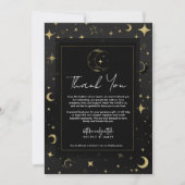 Zwart & Goud Moderne Hemelse Maan Sterren Dank U Kaart (Voorkant)