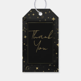Zwart & Goud Moderne Hemelse Maan Sterren Trouwen Cadeaulabel