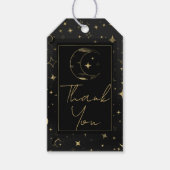 Zwart & Goud Moderne Hemelse Maan Sterren Trouwen Cadeaulabel (Voorkant)