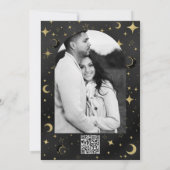 Zwart & Goud Moderne Hemelse Maan Sterren Trouwen Kaart (Achterkant)