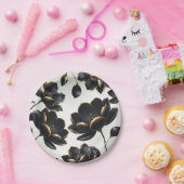 Zwart & Goud Moderne Hemelse Maan Sterren Trouwen Papieren Bordje (Feest)