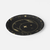 Zwart & Goud Moderne Hemelse Maan Sterren Trouwen Papieren Bordje (Gekanteld)