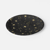 Zwart & Goud Moderne Hemelse Maan Sterren Trouwen Papieren Bordje (Gekanteld)
