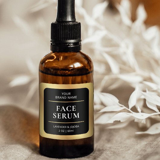 Zwart & Goud Moderne Huidverzorging Product Verpak Vierkante Sticker