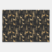 Zwart Goud Moderne Kerst Wrapping Papier Herten Inpakpapier Vel (Voorkant 3)