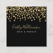 Zwart goud moderne luxe kapsalon make-up artiest vierkante visitekaartje (Voorkant)