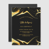 Zwart goud moderne luxe verjaardag magnetische uitnodiging (Voorkant / Achterkant)