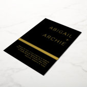 Zwart & Goud Moderne Minimalistische Bruiloft Goud Folie Uitnodiging (Gedraaid)