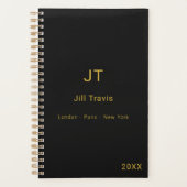 Zwart goud moderne minimalistische luxe 2026 planner (Voorkant)