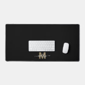 Zwart Goud Moderne Minimalistische Naam Monogram Bureaumat (Keyboard & Muis)