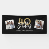 Zwart & goud moderne multi foto 40 en fantastisch spandoek (Horizontaal)