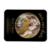 Zwart & Goud Moderne Ronde Foto Save the Date Magneet (Horizontaal)
