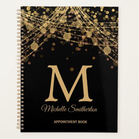 Zwart Goud Monogram Afsprakenboek Planner (Voorkant)