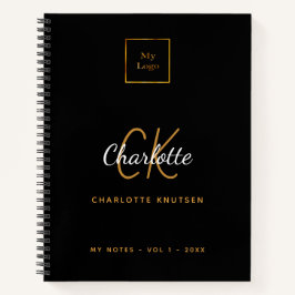 Zwart goud monogram bedrijfslogo notitieboek