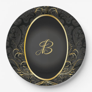 Zwart goud Monogram Classy Royal Style Bord