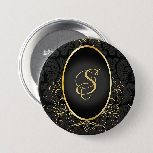 Zwart goud Monogram Classy Royal Style Button (Voorkant /achterkant)