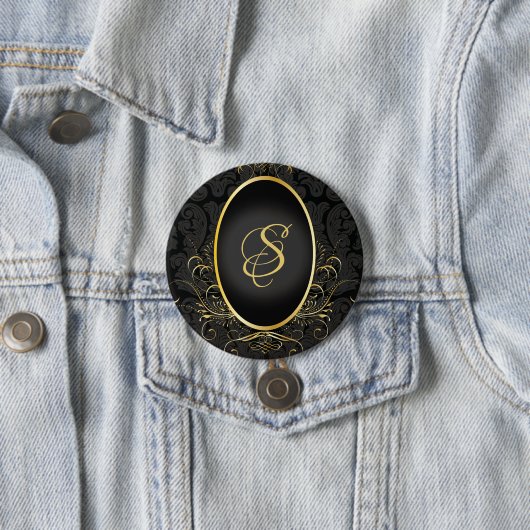 Zwart goud Monogram Classy Royal Style Button (In situ)