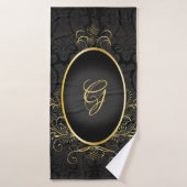 Zwart goud Monogram Classy Royal Style Handdoek (Badhanddoek)