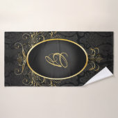 Zwart goud Monogram Classy Royal Style Handdoek (Badhanddoek)