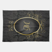 Zwart goud Monogram Classy Royal Style Handdoek (Horizontaal)