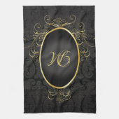 Zwart goud Monogram Classy Royal Style Handdoek (Verticaal)