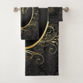 Zwart goud Monogram Classy Royal Style Handdoek Se (Insitu)