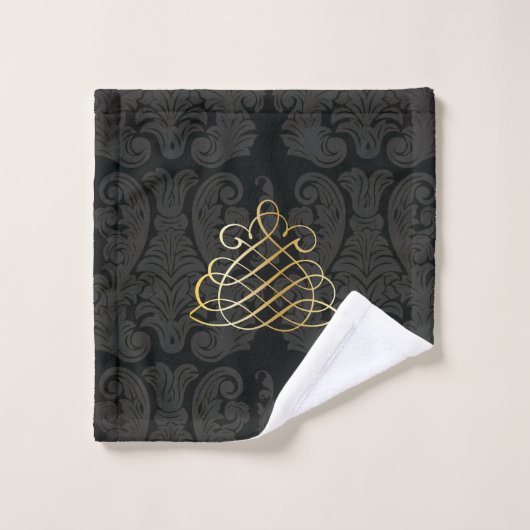 Zwart goud Monogram Classy Royal Style Handdoek Se (Wasdoekje)