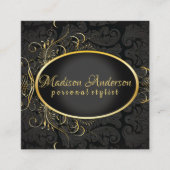 Zwart goud Monogram Classy Royal Style Kaart Vierkante Visitekaartje (Voorkant)