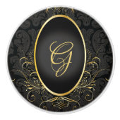 Zwart goud Monogram Classy Royal Style Knop (Voorkant)