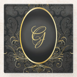 Zwart goud Monogram Classy Royal Style Onderzetter
