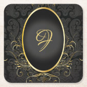 Zwart goud Monogram Classy Royal Style Onderzetter (Voorkant)