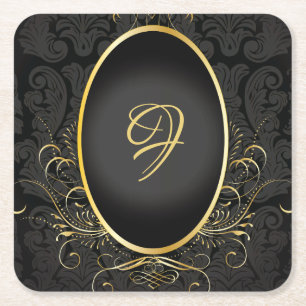 Zwart goud Monogram Classy Royal Style Onderzetter
