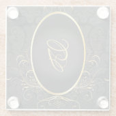 Zwart goud Monogram Classy Royal Style Onderzetter Glazen Onderzetter (Achterkant)