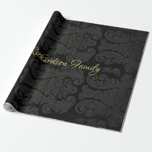 Zwart goud Monogram Classy Royal Style Wrapping Cadeaupapier
