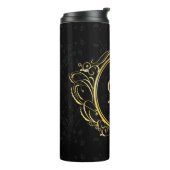 Zwart-goud monogram Classy Thermosbeker (Gedraaid links)