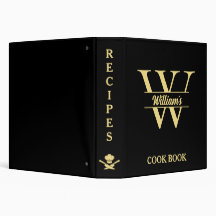 Zwart & Goud Monogram | Elegant Kookboek met Initi