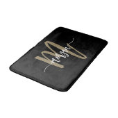 Zwart Goud Monogram Elegant Modern Badmat (Gekanteld)