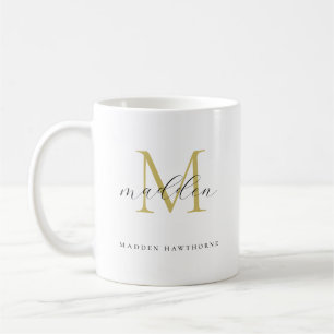 Zwart-goud monogram   Elegant script noemt haar Koffiemok