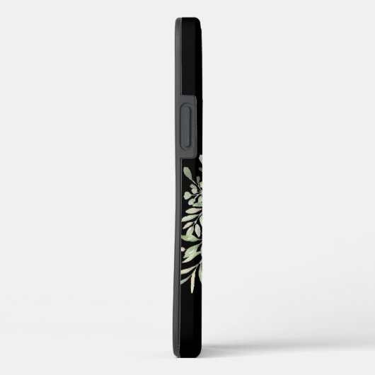 Zwart Goud Monogram Elegante Moderne Groenelemente Case-Mate iPhone Case (Achterkant / Rechts)