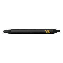 Zwart Goud Monogram Gemonogram Elegant Modern Zwarte Inkt Pen