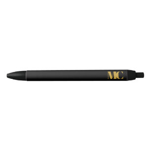 Zwart Goud Monogram Gemonogram Elegant Modern Zwarte Inkt Pen