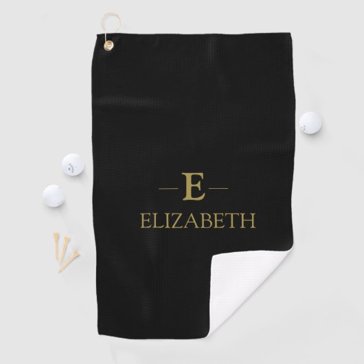 Zwart & Goud Monogram Golf Handdoek (Insitu)