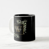 Zwart Goud Monogram Groen Tweekleurige Koffiemok (Voorkant links)