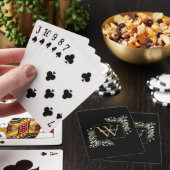 Zwart Goud Monogram Groene Personalized Pokerkaarten (Insitu)