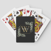 Zwart Goud Monogram Groene Personalized Pokerkaarten (Achterkant)