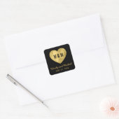 Zwart & Goud Monogram Hart Save the Date Bruiloft Vierkante Sticker (Envelop)